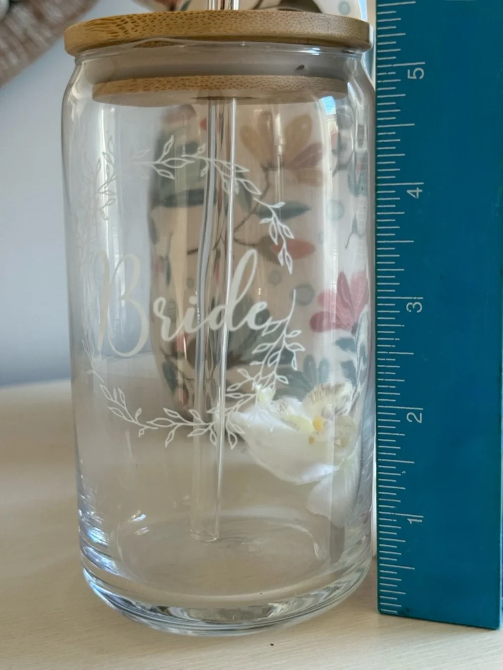 ✨ Bride Tumbler Glass Cup with Straw + Bamboo Lid Wedding Bridal Shower Gift ✨